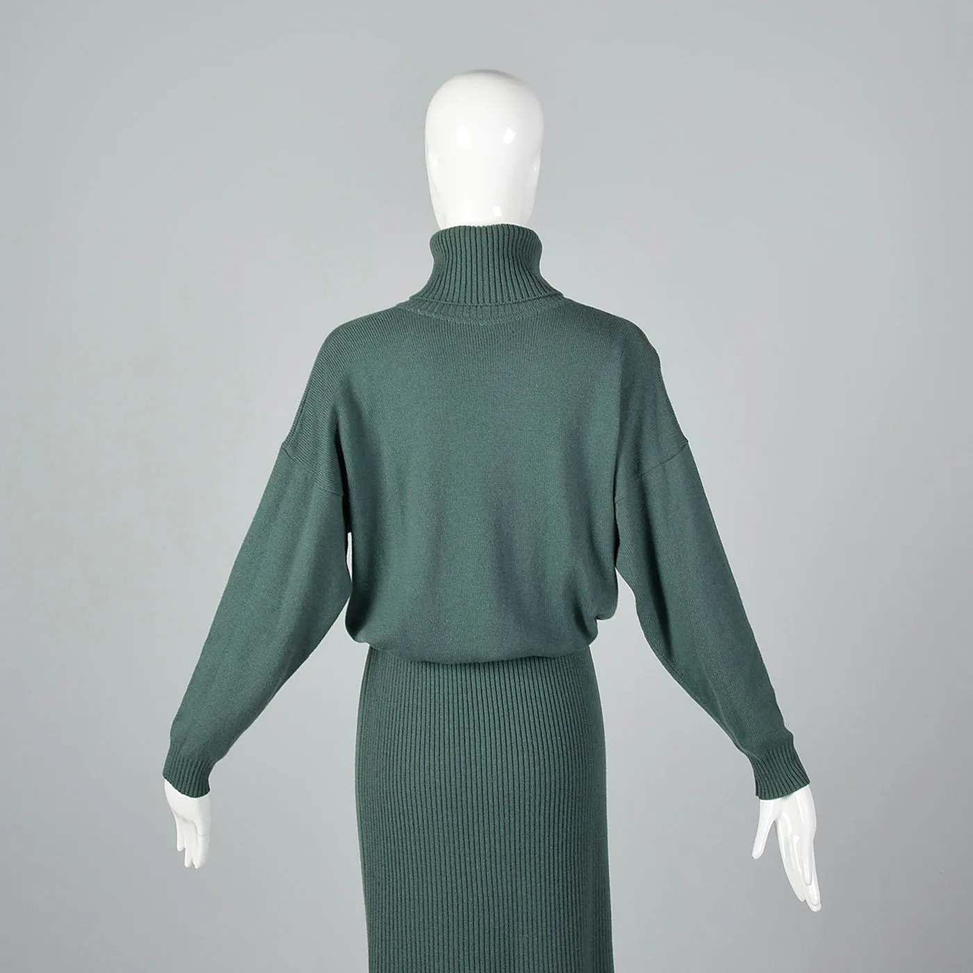 1980s Sage Green Cashmere Dress