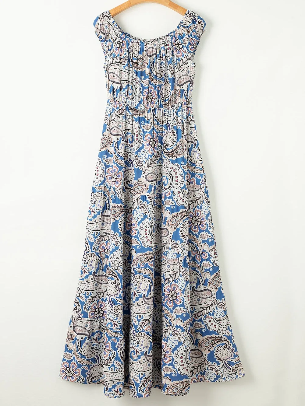 Bohemian Maxi Dress with Off-Shoulder Detail