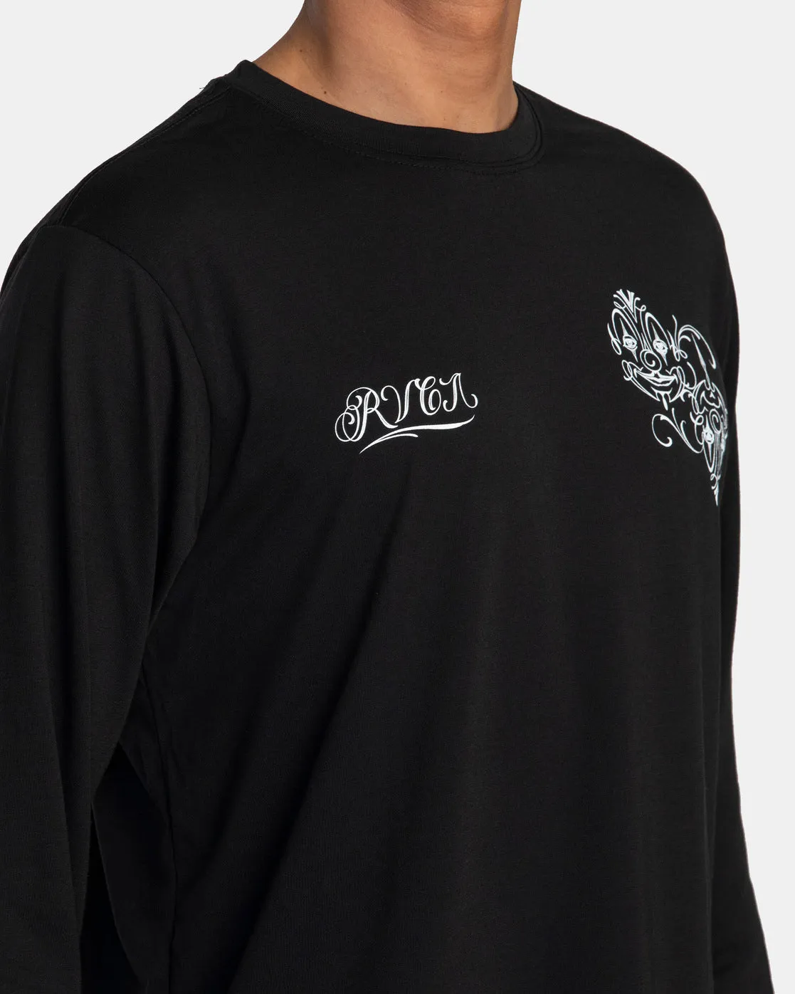 Mister Cartoon Faces Long Sleeve Tee - Black