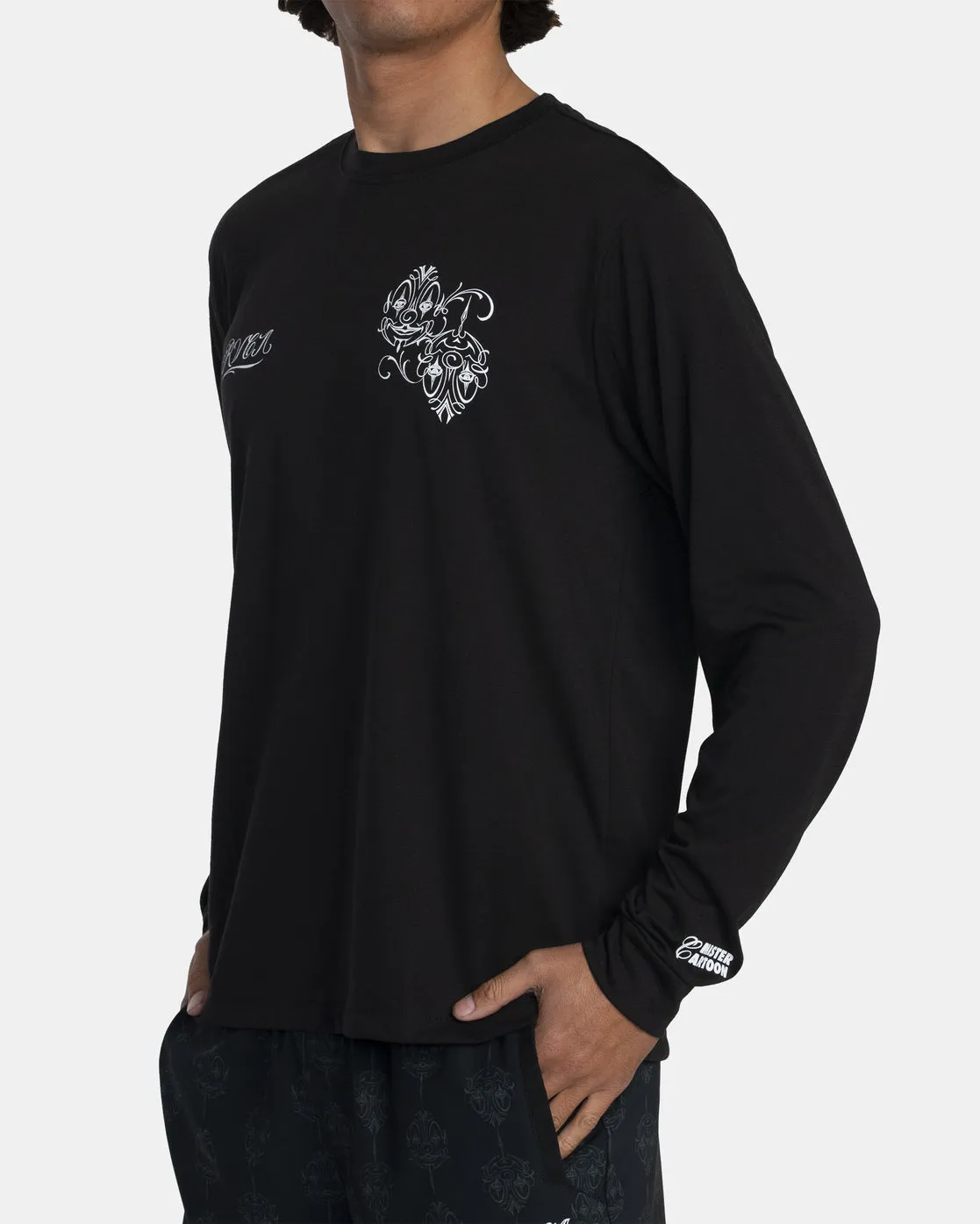 Mister Cartoon Faces Long Sleeve Tee - Black