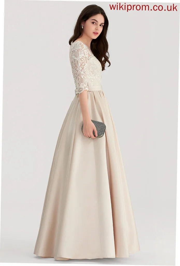 Prom Dresses Scoop Lola Floor-Length Satin Ball-Gown/Princess Neck